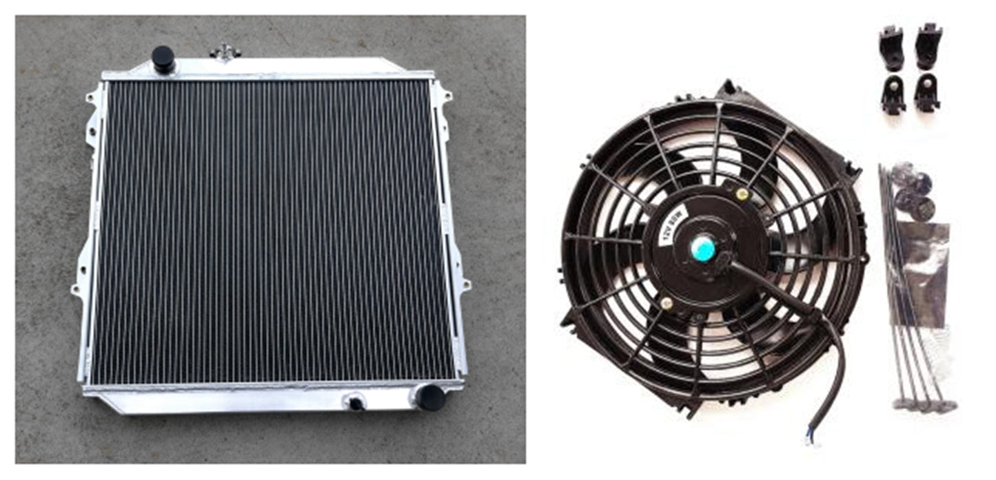 Aluminum radiator & FAN For TOYOTA Hilux Surf KZN185 3.0L Diesel 1996-2002 Manual 1996 1997 1998 1999 2000 2001 2002