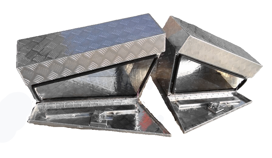 30''x10''x18'' Aluminium Pair Of Under Body Tool Box Under Tray 4Wd Mrt2S With Lock And 2 Keys - Silver