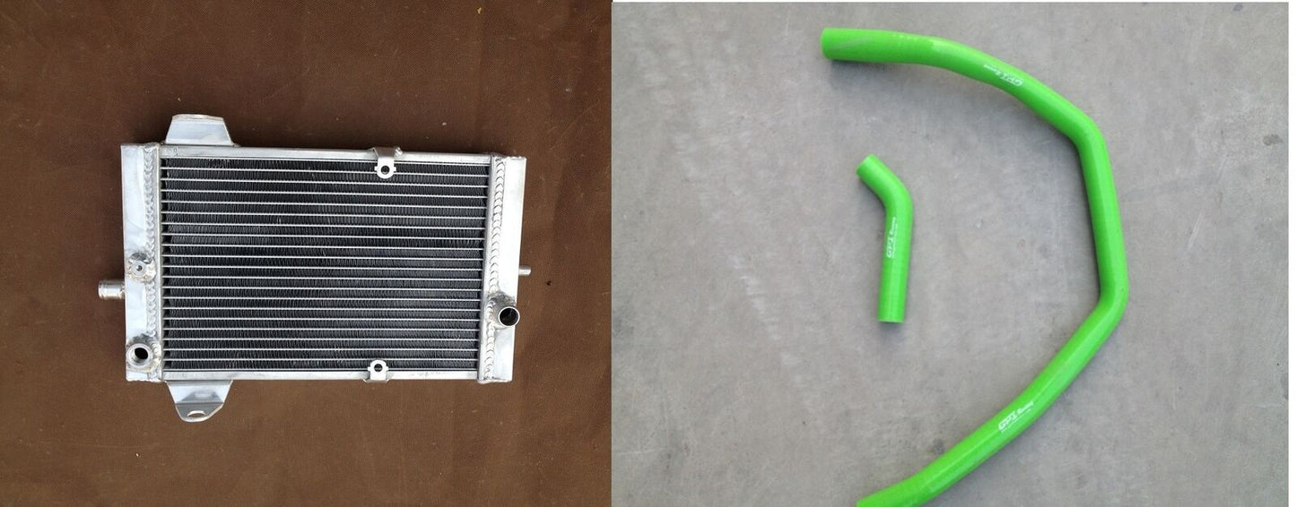 Aluminum RADIATOR + Green Hose for 2003-2009 Kawasaki KFX700 KFX 700 04 05 06 07