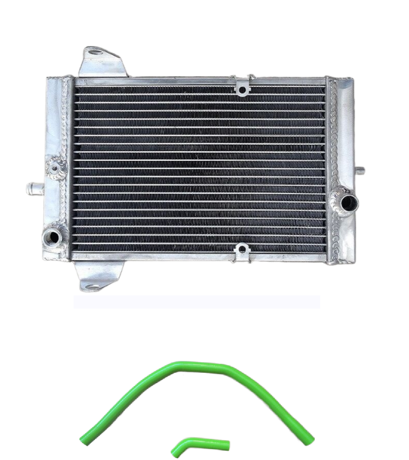 Aluminum RADIATOR + Green Hose for 2003-2009 Kawasaki KFX700 KFX 700 04 05 06 07