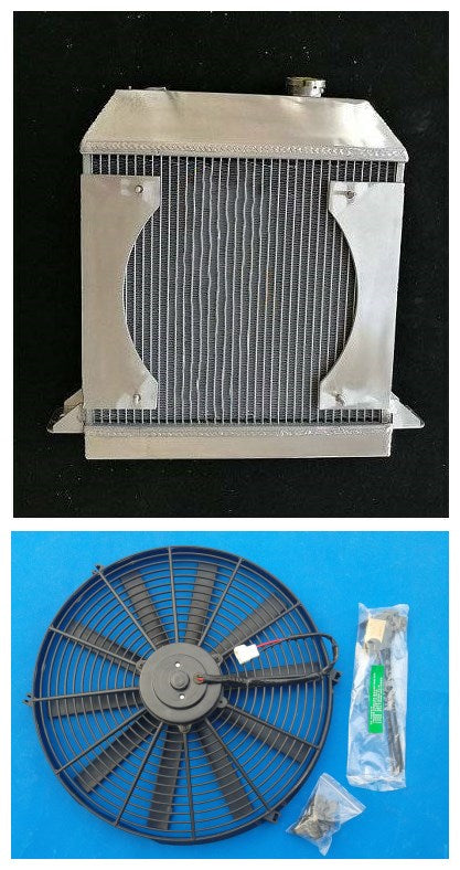 62MM Aluminum Radiator&Shroud Fans for Morgan Plus 8 Eight Base Convertible 2-Door 1968-2003 1969 3.5L 3.9L
