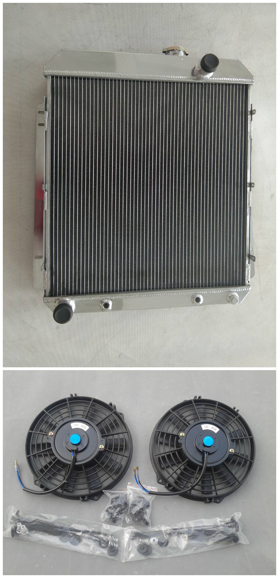 Aluminum Radiator + Fans For Buick Special / Roadmaster / Century / Super 4.3L 5.3L V8 264 322 1954-1956 1955 AT/MT