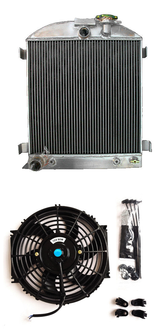 3 ROW 62mm Aluminum Radiator & FAN FOR 1931-1932 Ford Hot Rod Chopped w/Ford 302 V8 Model A 1931 1932