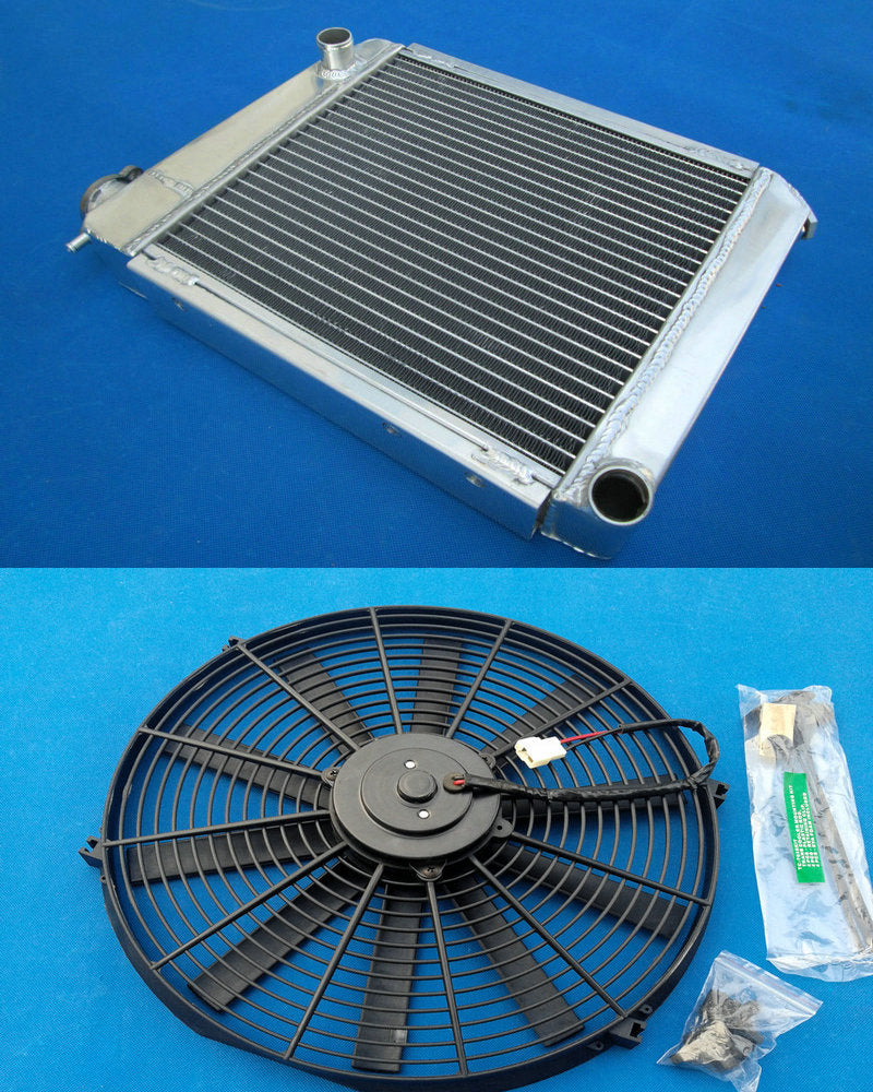 Aluminum Radiator &Fan for AUSTIN ROVER MINI 1275 GT 1959-1997 Manual MINI COOPER 59 60 67 68 76 91 97