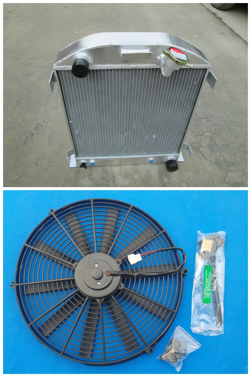 3 ROW All Aluminum Radiator + Fan For FORD CHOPPED CHEVY ENGINE 1932