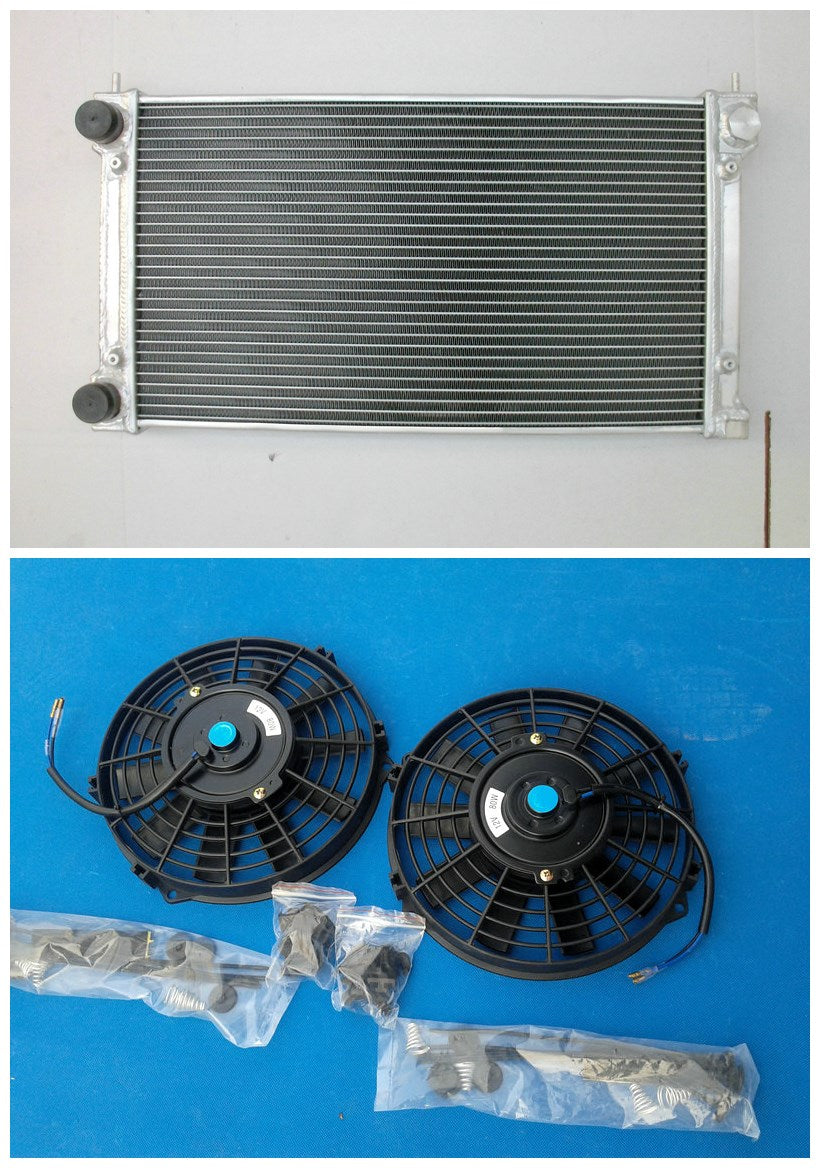 Aluminum Radiator & Fans for 1981-1991 VW GOLF MK1 MK2 1.6D 1.6 1.8 8V GTI/SCIROCCO MK1/2 MT 82 84 83 90