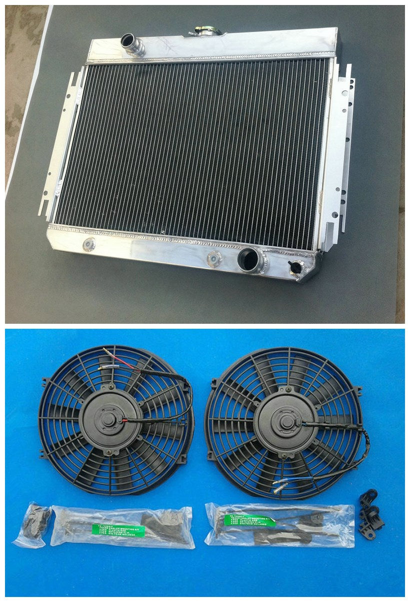 Aluminum Radiator &Fans For 1963-1968 Chevrolet Chevy Chevelle El Camino Biscayne Impala Bel Air Caprice L6 V8 AT/MT 5.4L