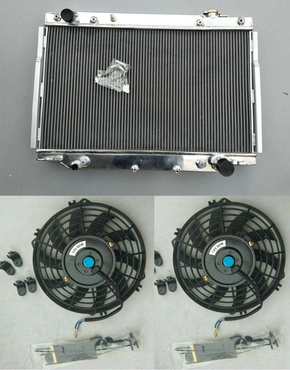 Aluminum Radiator + Fan For Lexus LX450 & Toyota Land Cruiser 80 Series FJ80R FZJ80 J80 4.5L 1FZ-FE I6 1993-1997 MT/AT 93 94 95 96 97