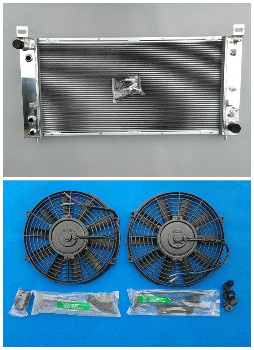 Aluminum radiator & FAN for Chevrolet Chevy Avalanche Cheyenne Silverado Sonora Suburban Tahoe 1500 2500 3500 V6/V8 4.8/5.3/6.0/6.2L