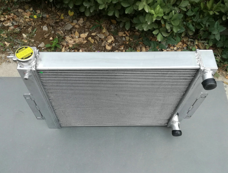 Aluminum radiator&fan for JEEP CJ7 WITH CHEVY V8 LS SWAP 1976-1986 manual CROSS-FLOW 76 78 80 85 86