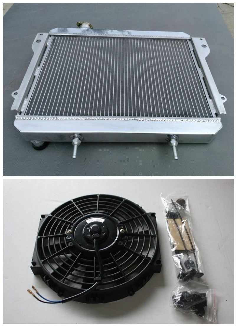 2Row Aluminum Radiator & FAN For 1979-1983 Toyota Corolla E70 series AE70 AE71 AE72 SR5 Daihatsu Charmant 3A/4A 1.5/1.6 1.8L I4