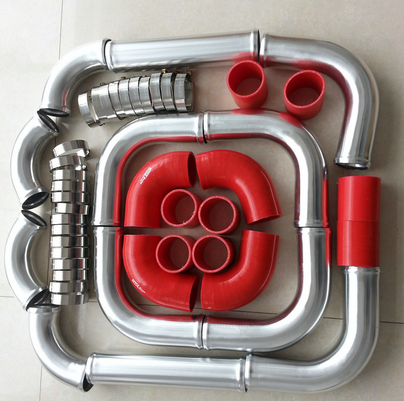 FOR 2.25" 57mm Aluminum Universal Intercooler Turbo Piping Red hose T-Clamp kits