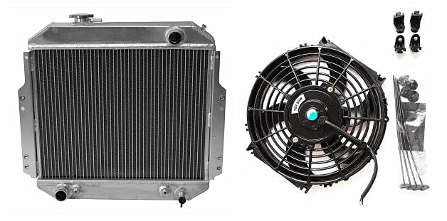 Aluminum radiator & fan For 1988-1992 Nissan Forklift A10-A25 H20 1988 1989 1990 1991 1992