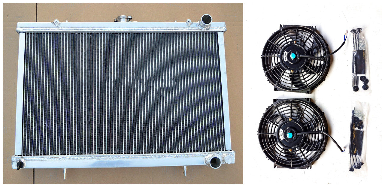 3 ROW Radiator & Fans For 1989-1994 Nissan Skyline GTR/GTS-4 GTS-T R32 BNR32/HCR32/ECR32 RB26/RB20 1989 1990 1991 1992 1993 1994