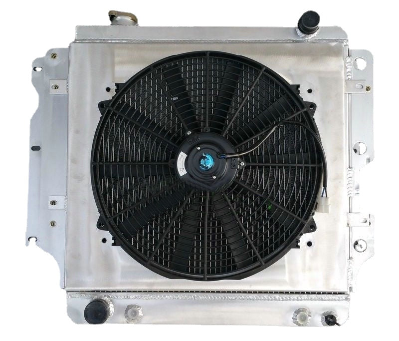 3 ROW Aluminum Racing Radiator & Shroud fan for 1987-2006 Jeep Wrangler YJ/TJ 2.4L-4.2L 1987 1988 1989 1990 1991 1992 1993 1994 1995 1996 1997 1998 1999 2000 2001 2002 2003 2004 2005 2006