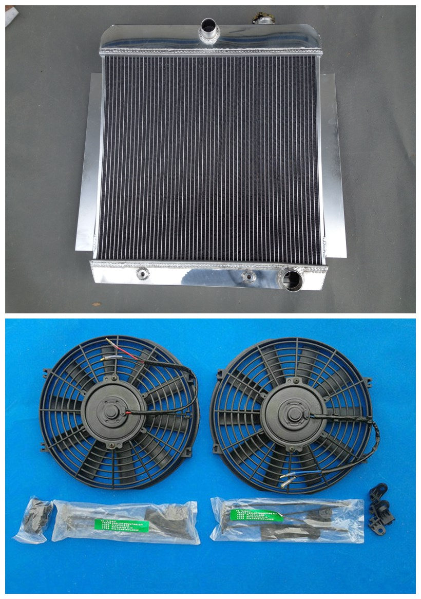Aluminum Radiator + Fan For 1955-1959 GMC 100 150 Chevy C/K Series Suburban Chevrolet Pickup Truck V8 AT 1956 1957 1958