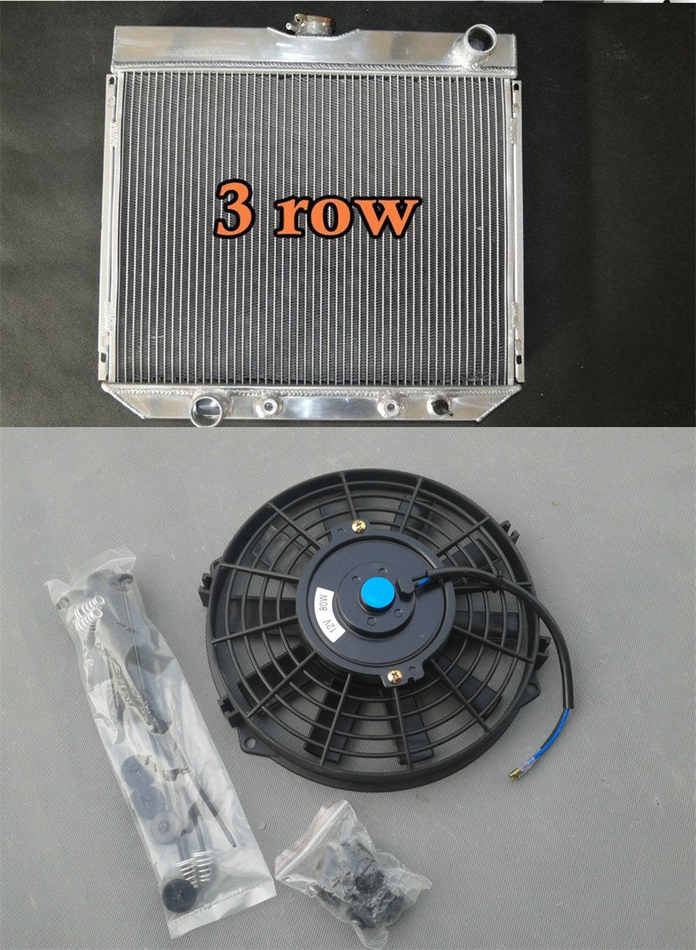 Aluminum Radiator & FAN for 69-70 Ford Mustang 70-77 Maverrick 68-69 Torino 66-73 Mercury Comet 4.1L 5.0L l6 V8