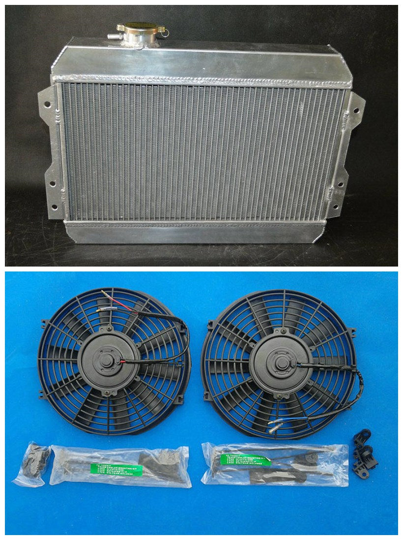 3 Row Aluminum Radiator + Fans For Nissan Datsun Pickup 510 521 1968-1973 / 620 1972-1973 1.6L l4 69 68 69 70 71 72