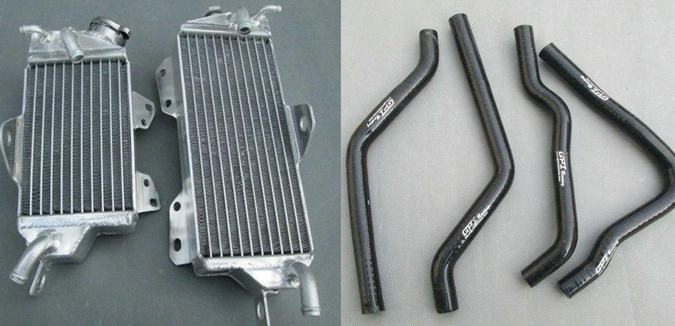 NEW ALUMINUM RADIATOR AND BLK HOSE FOR KAWASAKI KX125 1990 1991 1992 - CHR Racing