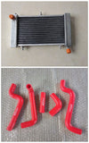 GPI Aluminum radiator & red hose For 1995-2010 Aprilia RS125 RS 125  Tuono 125 PY RD SF MP 1996 1997 1998 1999 2000 2001 2002 2003 2004 2005 2006 2007 2008 2009