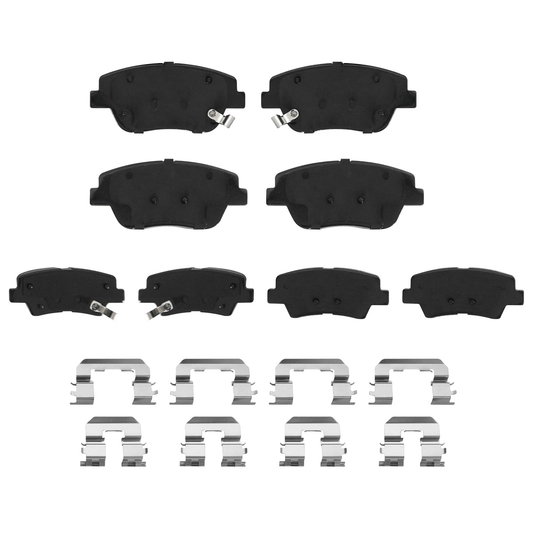 Front & Rear Ceramic Brake Pads w/Hardware for 2011-2015 Sonata Optima