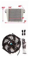 Universal 18*13.2*3.3" FMIC Front Mount Aluminum Intercooler& fan Tube&Fin Turbo