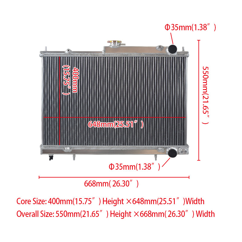 52MM all Aluminum universal Radiator For Nissan Skyline R33 R34 GTR GTS-T RB25DET Manual