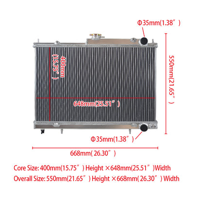 52MM all Aluminum universal Radiator For Nissan Skyline R33 R34 GTR GTS-T RB25DET Manual