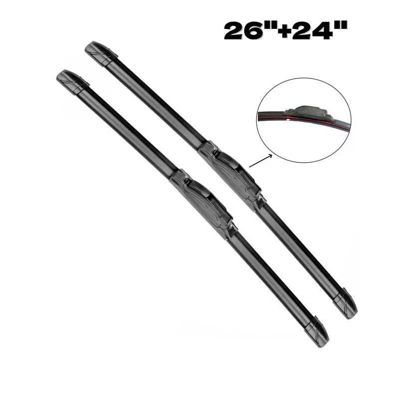 2 pieces 26" + 24" Hybrid Premium Quality All Season Windshield Wiper Blades