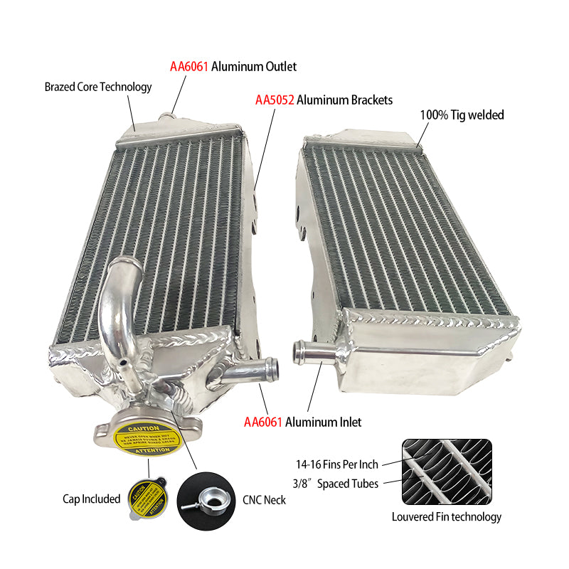 RH&LH ALUMINUM RADIATOR YAMAHA YZ250F YZF250 YZ 250 F 2014 2015 2016 14 15