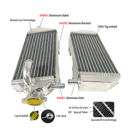 RH&LH ALUMINUM RADIATOR YAMAHA YZ250F YZF250 YZ 250 F 2014 2015 2016 14 15