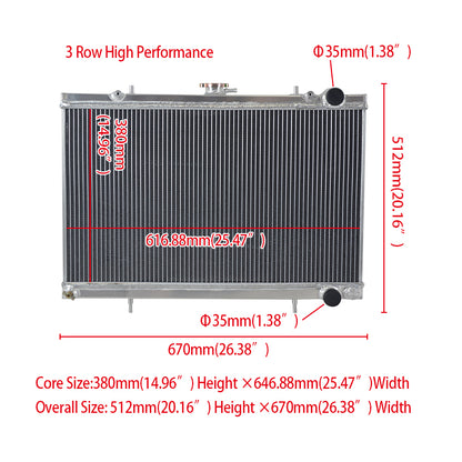 Aluminum Radiator & Fan FOR 1989-1994 NISSAN SKYLINE GT-R/GTS-25/GTM/GTS-T/ GTS-4  MT 1990 1991 1992 1993
