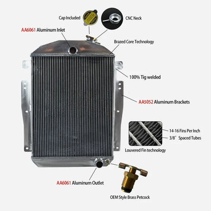 3 ROW Aluminum radiator for Chevy GMC pickup truck W/Small Block V8 1937 1938 AT/MT 37 38