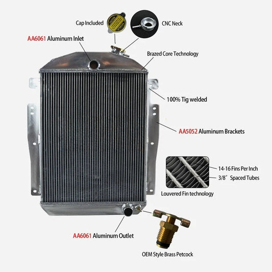 3 ROW Aluminum radiator for Chevy GMC pickup truck W/Small Block V8 1937 1938 AT/MT 37 38