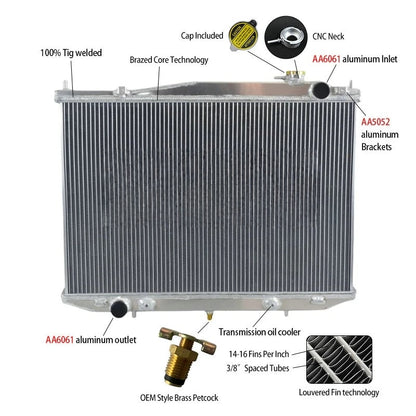 Aluminum Radiator For Nissan Navara D22 3.2L 4cyl QD32 Diesel Auto 1997-2001