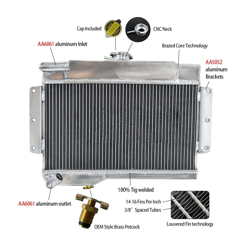 Aluminum Radiator for 1968-1975 MG MGB GT/Roadster L4 1.8L Manual transmission