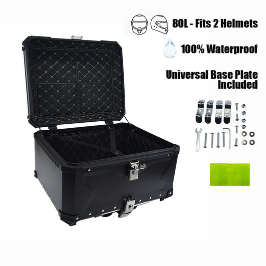 Aluminum Trunk 80L Motorcycle Top Case Waterproof Luggage Storage Tour Tail Box