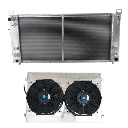 All Aluminum radiator&Shroud & Fans for Chevrolet Chevy Avalanche Cheyenne Silverado Sonora Suburban Tahoe 1500 2500 3500 V6/V8 4.8/5.3/6.0/6.2L