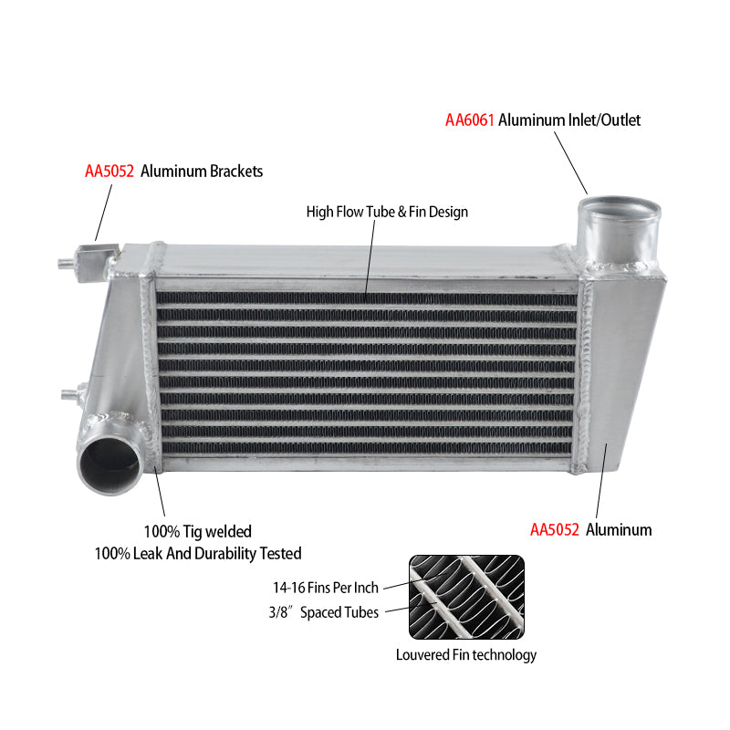 2.28'' Aluminum Intercooler for 1989-1991 Audi 200 C3 Quattro 3B 2.2 20V Turbo 1990