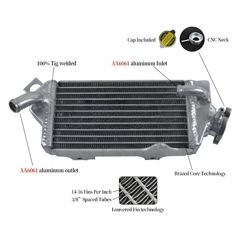 ALUMINUM ALLOY RADIATOR FOR KAWASAKI KX80 1991-1997; KX100 1995-1997 1996