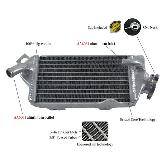 ALUMINUM ALLOY RADIATOR FOR KAWASAKI KX80 1991-1997; KX100 1995-1997 1996