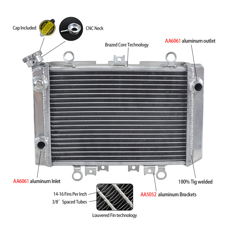 New aluminum alloy radiator for Kawasaki KVF400 A/B/C/D Prairie 400 1997-2002 1998 1999 2000 2001