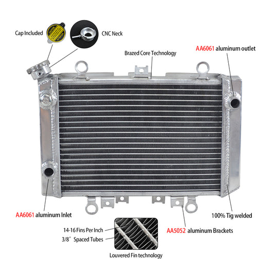 New aluminum alloy radiator for Kawasaki KVF400 A/B/C/D Prairie 400 1997-2002 1998 1999 2000 2001