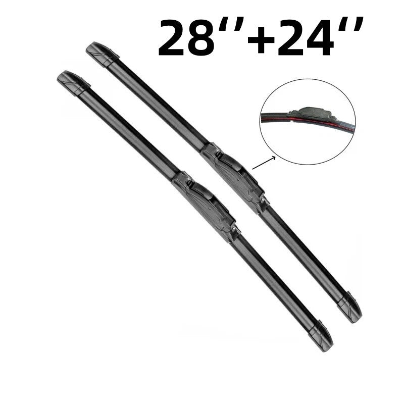 2 pieces 28" + 24" Windshield Wiper Blades Premium Quality J-Hook Bracketless