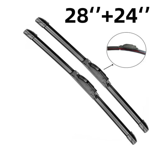 2 pieces 28" + 24" Windshield Wiper Blades Premium Quality J-Hook Bracketless
