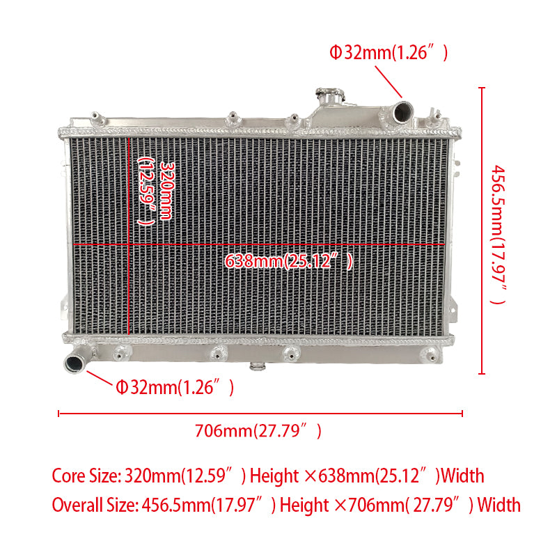 Aluminum Radiator for 1990-1997 Mazda Miata MX-5 / Eunos Roadster MK I MX5 NA 1.6/1.8L I4 MT 91 92 93 94 95 96 97