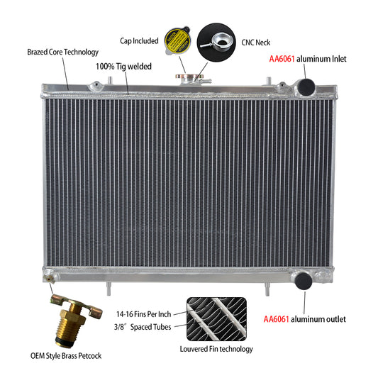 Aluminum Radiator & Fan FOR 1989-1994 NISSAN SKYLINE GT-R/GTS-25/GTM/GTS-T/ GTS-4  MT 1990 1991 1992 1993