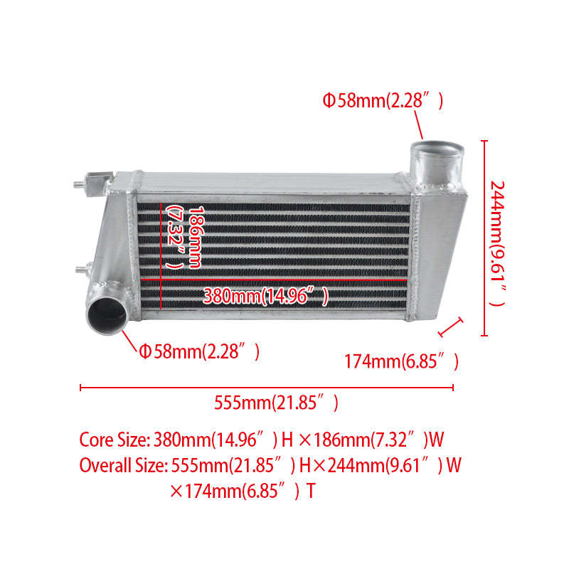 2.28'' Aluminum Intercooler for 1989-1991 Audi 200 C3 Quattro 3B 2.2 20V Turbo 1990