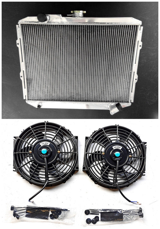 Aluminum Radiator + Fan For Mitsubishi Pajero/Mentero L04-G/L041G-L049G V12V-V98W