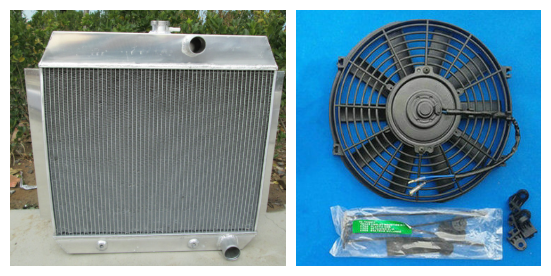 3 ROW Chevy 1951-1954 for cars W/COOLER 51 52 53 54 Aluminum Radiator & fan
